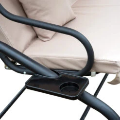 Outsunny 2-in-1 Garden Swing Chair - Light Brown -OUTSUNNY Store Z8D756188fbaaea2c jpg