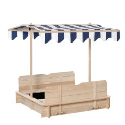 Outsunny Wooden Square Sandpit 106L X 106W X 121H Cm