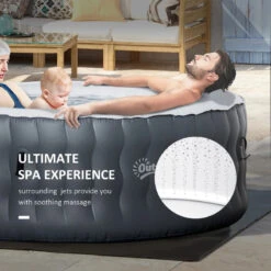 Outsunny Round Hot Tub 4 Person, Light Grey -OUTSUNNY Store ZI888c18041c96579 jpg