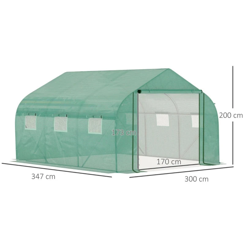 Outsunny Greenhouse Polytunnel 3.5x3x2m - Green 3 Outsunny Greenhouse Polytunnel 3.5x3x2m - Green - Image 3