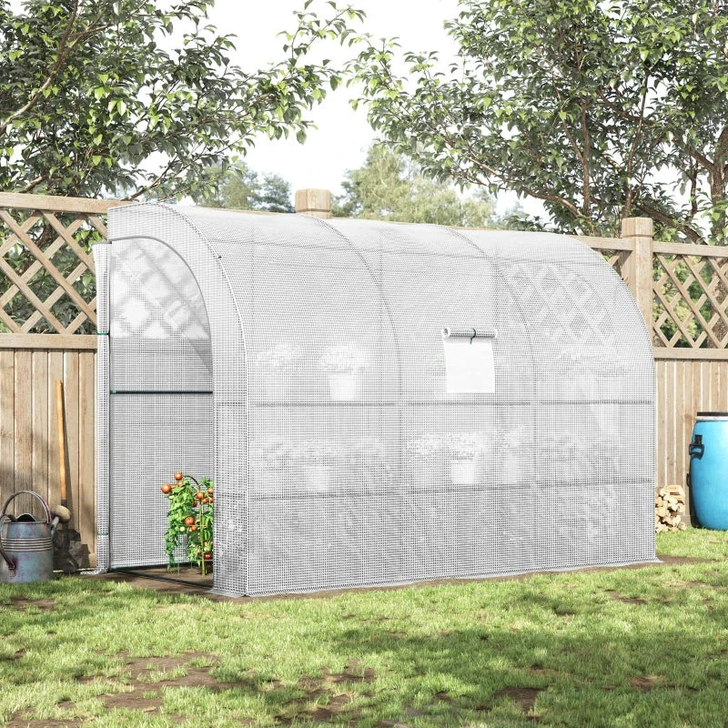 Outsunny Lean To Greenhouse 300 X 150 X 213 Cm - White 10 Outsunny Lean To Greenhouse 300 X 150 X 213 Cm - White - Image 10