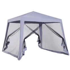 Outsunny 3 X 3 Meter Outdoor Gazebo Garden Canopy Tent Sun Shade Event Shelter With Mesh Screen Side Walls, Grey