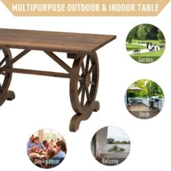 Outsunny Patio Table - Brown -OUTSUNNY Store a0c55cf7cc74fe7a4d3565f23123abcc
