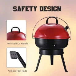 Outsunny Compact Portable Charcoal BBQ Grill - Red 26 Outsunny Compact Portable Charcoal BBQ Grill - Red -OUTSUNNY Store aUO88c18123a4d94f jpg