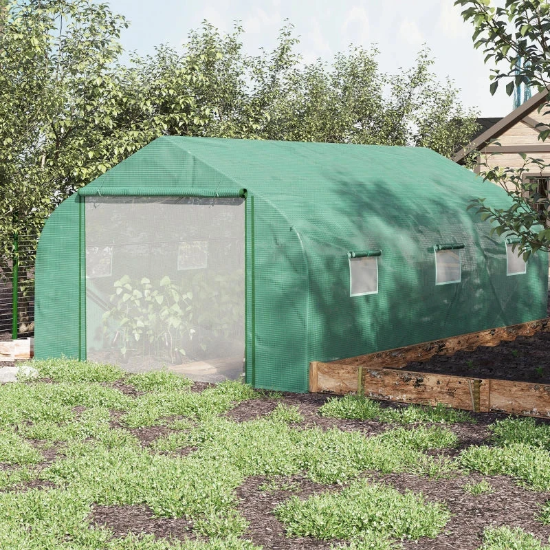 Outsunny Greenhouse Polytunnel 4.47x3x2m - Green 2 Outsunny Greenhouse Polytunnel 4.47x3x2m - Green - Image 2