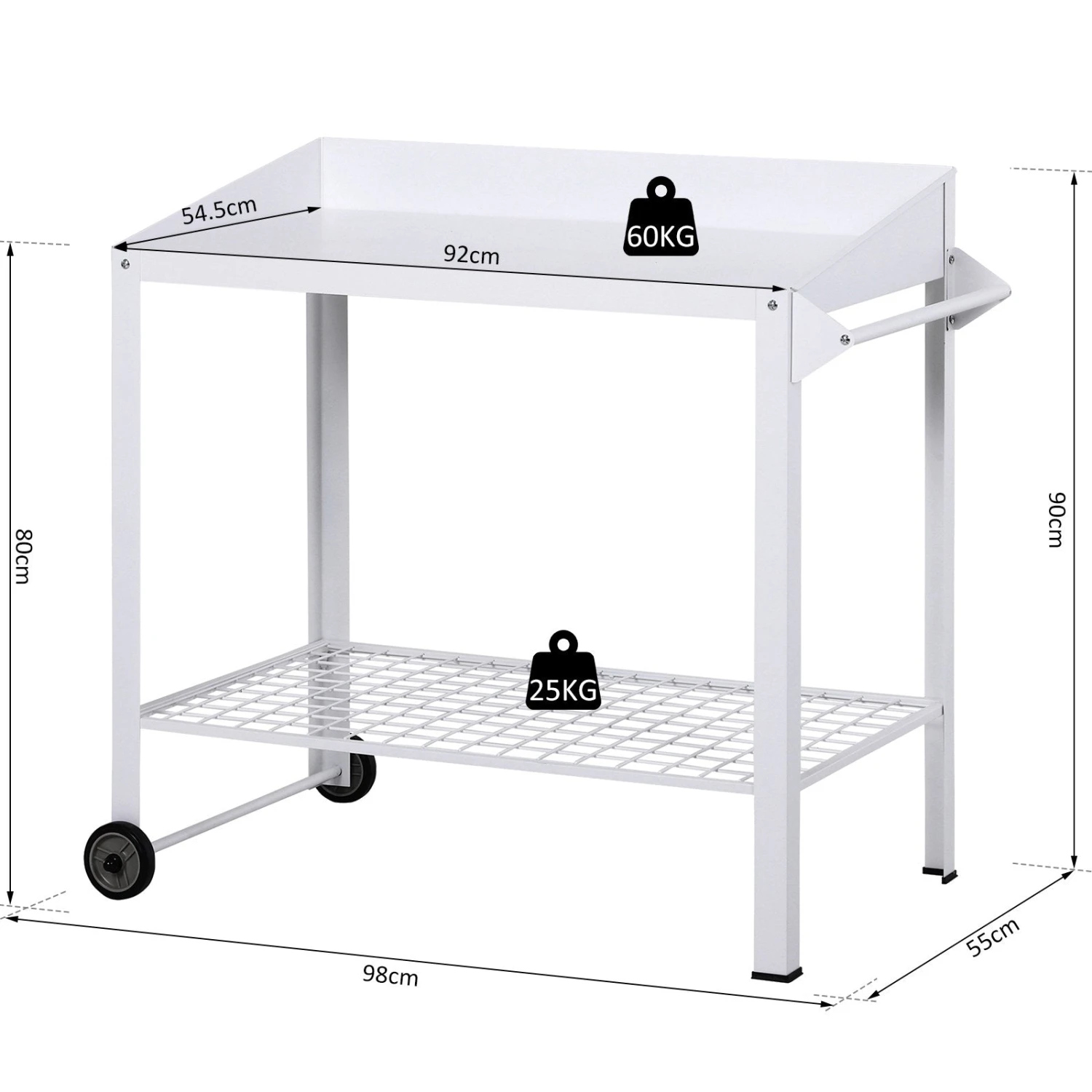 Outsunny Metal Outdoor Garden Potting Bench White 3 Outsunny Metal Outdoor Garden Potting Bench White - Image 3