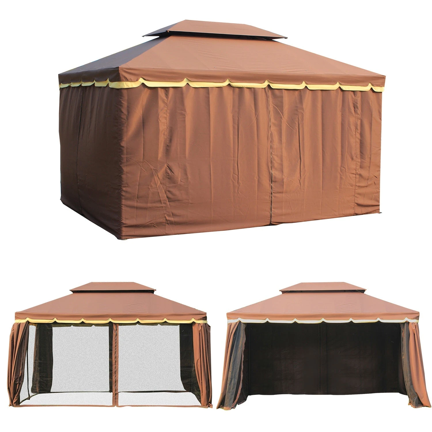 Outsunny Garden Gazebo - Brown 4 Outsunny Garden Gazebo - Brown - Image 4