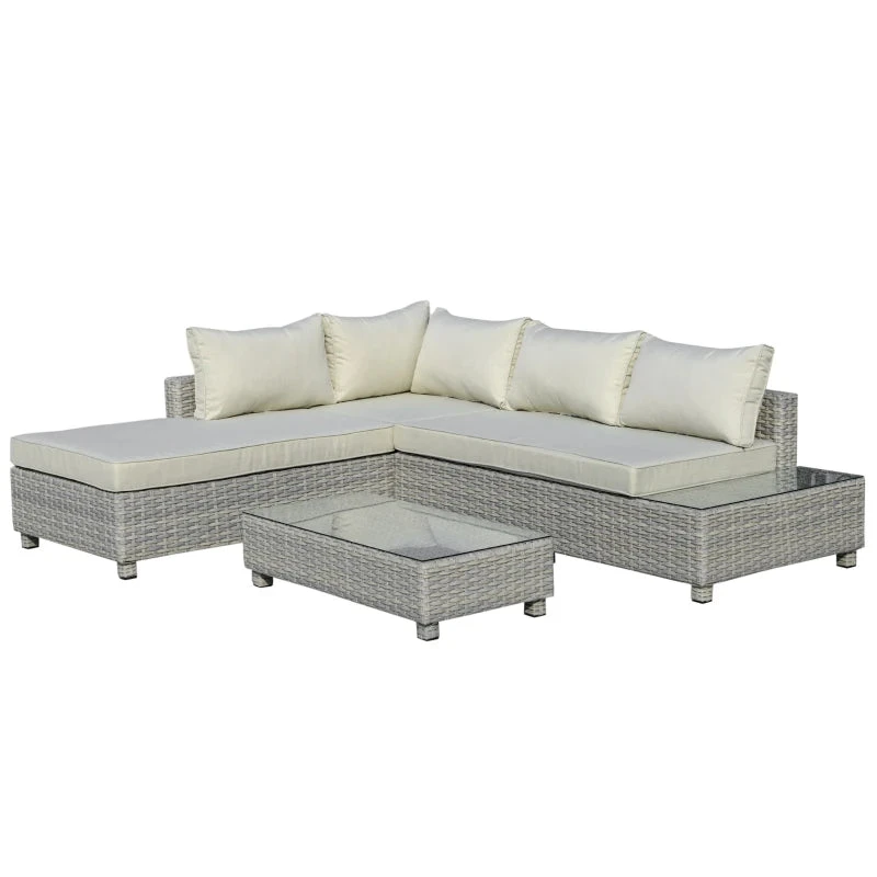 Outsunny Rattan Corner Sofa Set With Coffee Table 3 Piece 2m - Grey 10 Outsunny Rattan Corner Sofa Set With Coffee Table 3 Piece 2m - Grey - Image 10