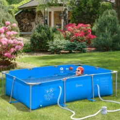 Outsunny Swimming Pool With Steel Frame & Filter 315L X 225W X 75H Cm - Blue -OUTSUNNY Store bKs36417dc28a9dd5 jpg