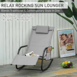 Outsunny Lounger Rocking Chair - Grey -OUTSUNNY Store bMya0918746d3c5e8 jpg