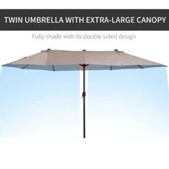 Outsunny 4.6m Double-Sided Patio Parasol Sun Umbrella-Tan -OUTSUNNY Store bNTa091814c0aff52 jpg