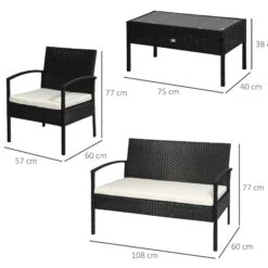Outsunny 4 Pieces Outdoor PE Rattan Corner Sofa With Cushions - Black -OUTSUNNY Store bSB0cd17dc140fcbd