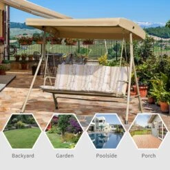 Outsunny 3 Seater Swing Bench 14 Outsunny 3 Seater Swing Bench -OUTSUNNY Store c0379717dc3540639