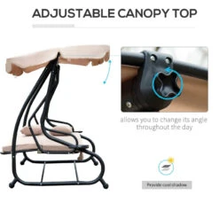 Outsunny 2-in-1 Garden Swing Chair - Light Brown -OUTSUNNY Store cPub10188fbaaea2c jpg