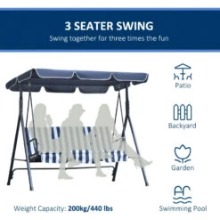 Outsunny Swing Seat 3 Seater - Blue -OUTSUNNY Store d3h7561859f793a9d jpg