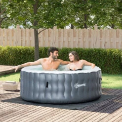 Outsunny Round Hot Tub 4 Person, Light Grey -OUTSUNNY Store d5o6ff18041c96579 jpg