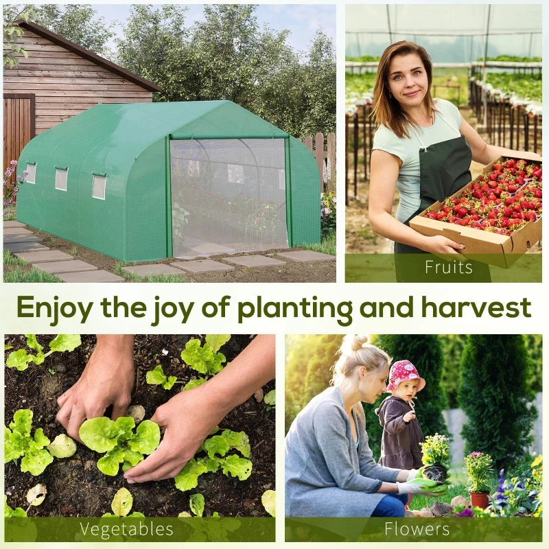 Outsunny Greenhouse Polytunnel 4.47x3x2m - Green 7 Outsunny Greenhouse Polytunnel 4.47x3x2m - Green - Image 7