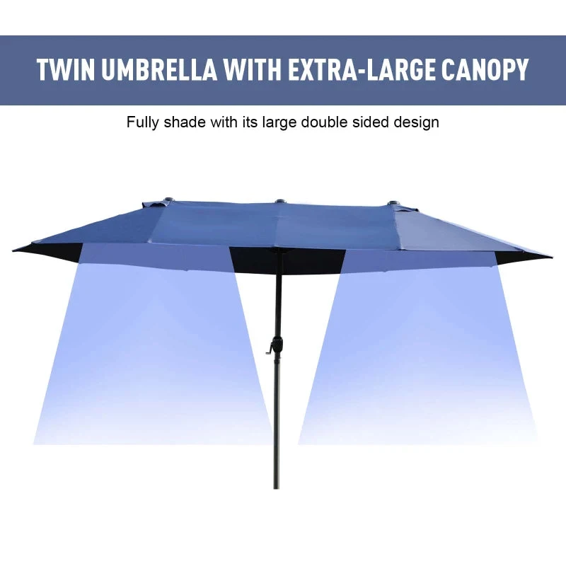 Outsunny Double Parasol 4.6m - Blue 4 Outsunny Double Parasol 4.6m - Blue - Image 4