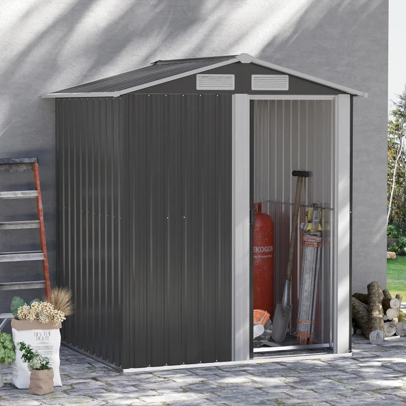 Outsunny Metal Storage Shed With Sliding Door 5ft X 4.3ft - Grey 10 Outsunny Metal Storage Shed With Sliding Door 5ft X 4.3ft - Grey - Image 10