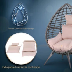 Outsunny Wicker Rattan Outdoor Egg Chair With 4 Legs Beige -OUTSUNNY Store eBY88c17eecc2996f jpg