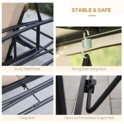 Outsunny 3 Seater Swing Chair 3-in-1 Convertible Garden Swing Seat Bed Gazebo Patio Bench Outdoor With Double Tier Canopy, Cushioned Seat, Mesh Sidewalls, Beige -OUTSUNNY Store eKx7be17dc4c2349d