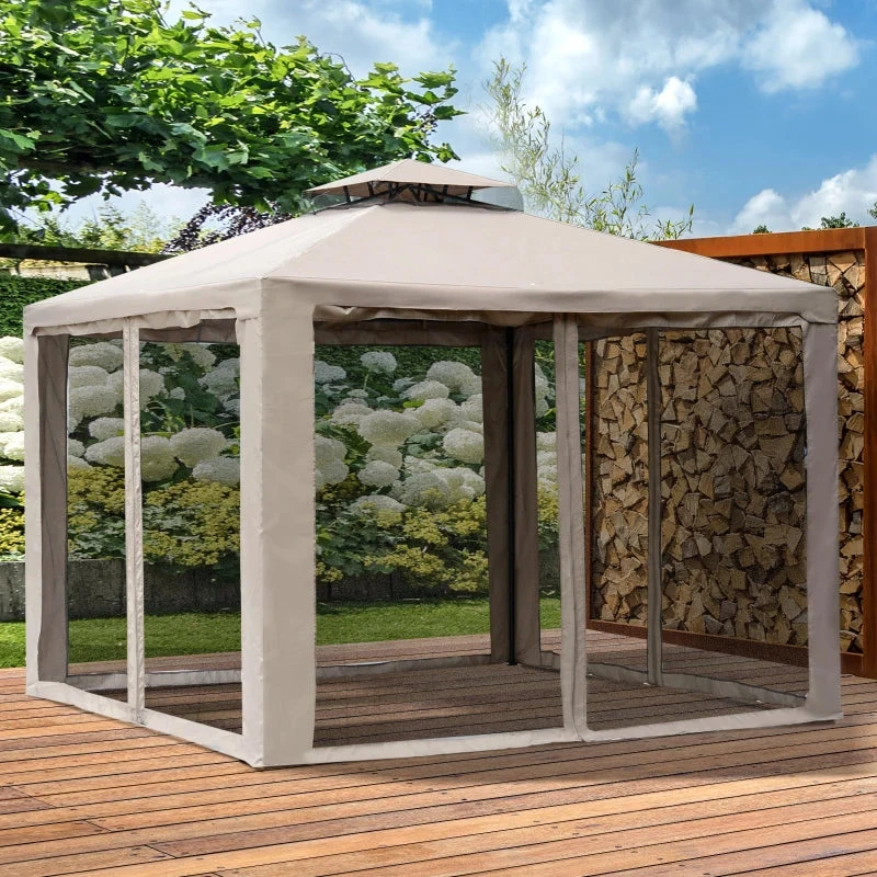 Outsunny Outdoor Gazebo 295L X 295W X 263Hcm-Taupe 2 Outsunny Outdoor Gazebo 295L X 295W X 263Hcm-Taupe - Image 2