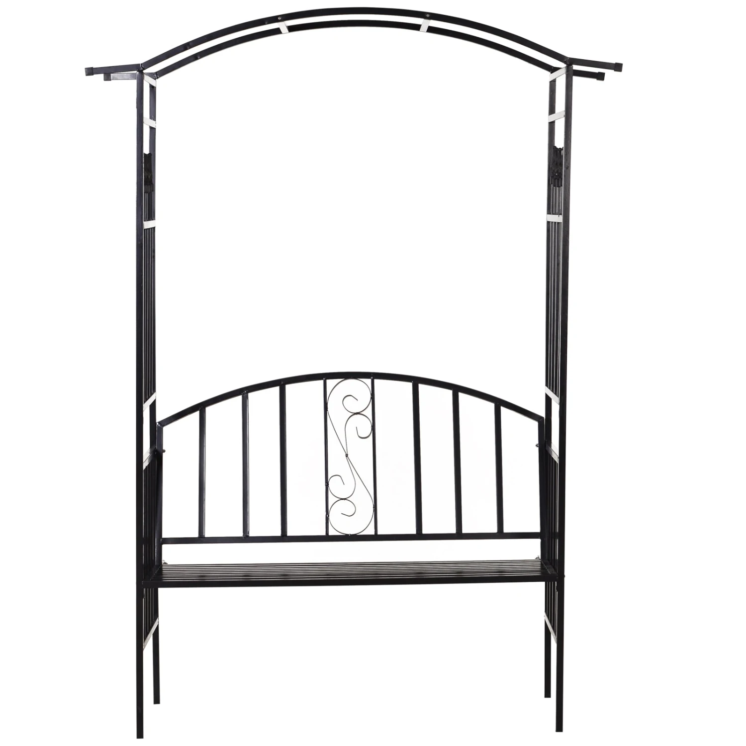 Outsunny Metal Arch Garden Bench - Black 1 Outsunny Metal Arch Garden Bench - Black