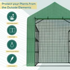 Outsunny Poly Tunnel Wallk-in Greenhouse Cover Shelves Garden Plant House 8ft X 6ft X 7ft -OUTSUNNY Store fl3a0917edc60a6b4