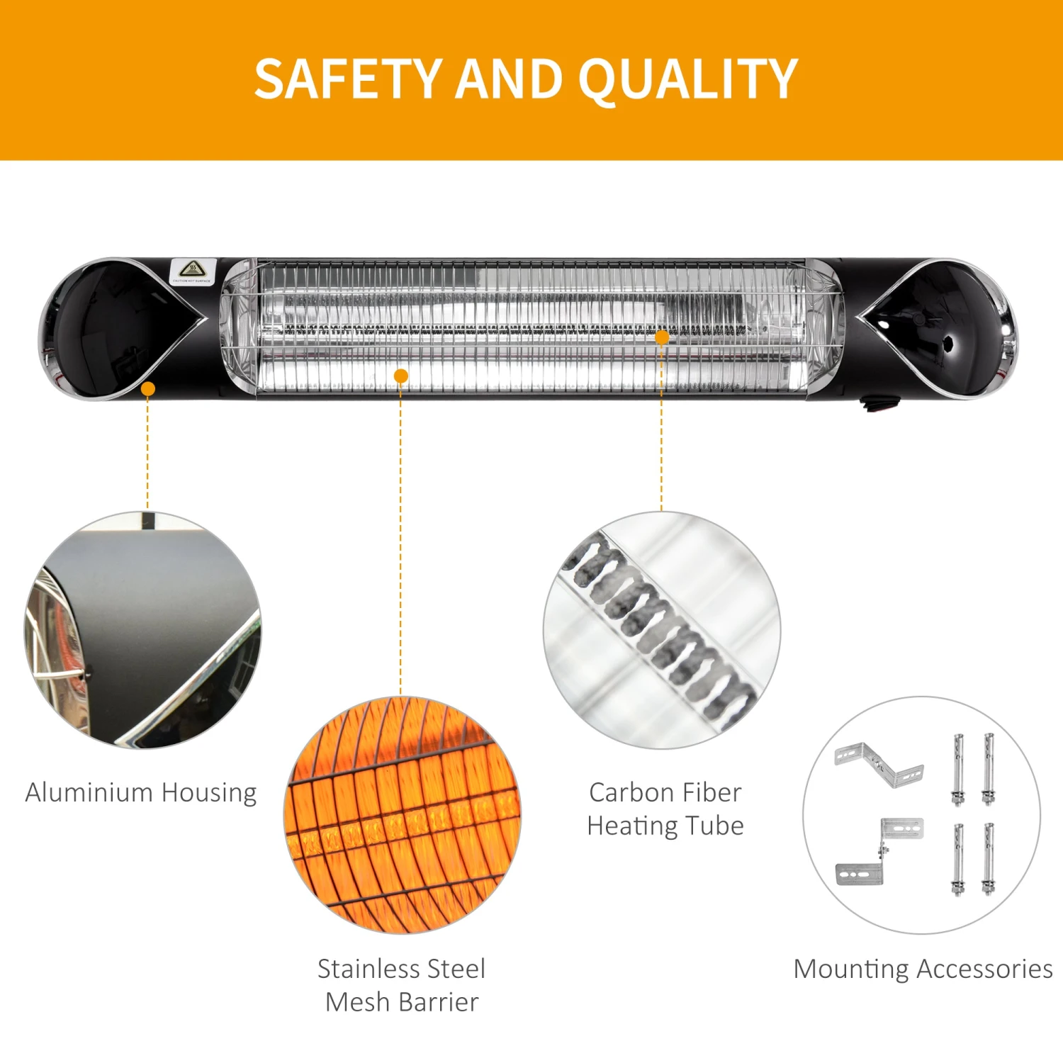 Outsunny 2000W Electric Patio Heater Wall Mounted Heater 6 Outsunny 2000W Electric Patio Heater Wall Mounted Heater - Image 6