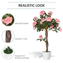 Outsunny Artificial Rose Tree And Planter For Indoor & Outdoor Use - Pink And Green -OUTSUNNY Store gAocd017dc39d3ea4 jpg