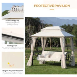 Outsunny Gazebo Swing Chair Bed - Beige -OUTSUNNY Store gYlb101859ab6498d jpg