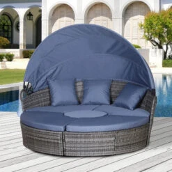 Outsunny Garden Daybed With Cushions - Grey With Blue Cushions 13 Outsunny Garden Daybed With Cushions - Grey With Blue Cushions -OUTSUNNY Store gbVb4f1803be56c96 jpg