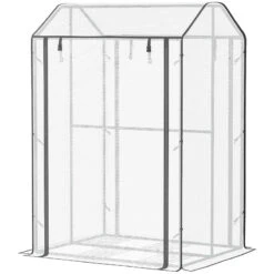 Outsunny Mini Greenhouse 100x80x150cm - White -OUTSUNNY Store giIdaa17f5cee16c8 jpg
