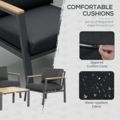 Outsunny Garden Sofa Set 4 Piece With Cushions - Grey -OUTSUNNY Store gon88c17f52a16306 jpg