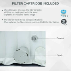 Outsunny Inflatable Hot Tub Spa Round With Cover For 4 People 180cm - Dark Blue -OUTSUNNY Store hQM75618041c96467 jpg