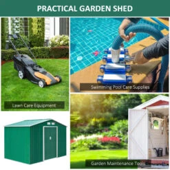 Outsunny Galvanised Metal Garden Shed 9ft X 6ft - Green -OUTSUNNY Store i8Jb10188d3a6e87c jpg