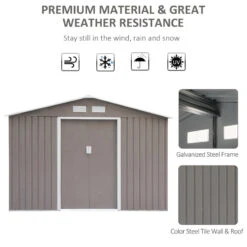Outsunny Storage Shed In Galvanised Steel With Sliding Door 9ft X 6ft - Grey -OUTSUNNY Store iEea09188d39dfd56 jpg