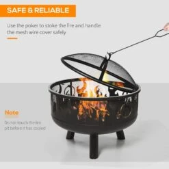 Outsunny Outdoor Fire Pit With Grill Cooking Grate W/ Cover Fire Poker Yard Bonfire Patio -OUTSUNNY Store ikFa2f17dc48b4b27