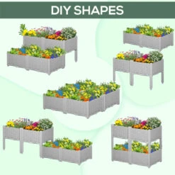 Outsunny Raised Bed Plastic Set Of 4 40x40x44cm - Grey -OUTSUNNY Store ikp88c1801c80ad8e jpg