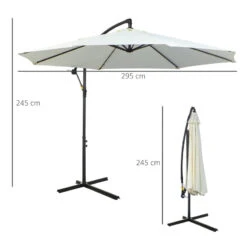 Outsunny Banana Parasol 3m - Cream White -OUTSUNNY Store j1Oa121816f771b34 jpg