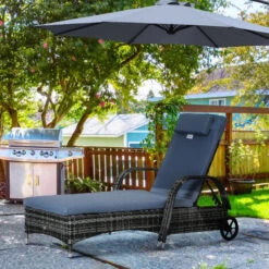 Outsunny Rattan Sun Lounger W/ Cushion - Grey 25 Outsunny Rattan Sun Lounger W/ Cushion - Grey -OUTSUNNY Store j8Of431882ce6277a jpg