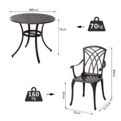 Outsunny Patio Cast Aluminium 5 PCS Dining Table & 4 Chairs Set Outdoor Garden Furniture -OUTSUNNY Store jCQce617dc3c1dd29