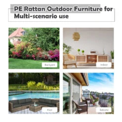 Outsunny Rattan Corner Sofa Set With Table - Brown -OUTSUNNY Store jaY75617fe8384473 jpg