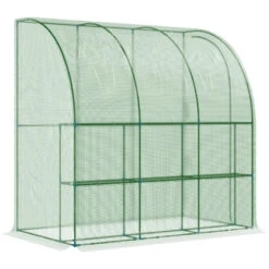 Outsunny Lean To Tunnel Greenhouse 214L X 120W X 215Hcm - Green