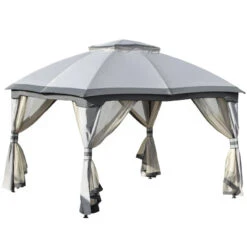 Outsunny 3.7 X 3(m) Metal Gazebo Grey
