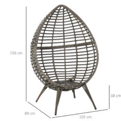 Outsunny Wicker Rattan Egg Chair With 4 Legs Grey -OUTSUNNY Store k4Aa1217eecc29b03 jpg