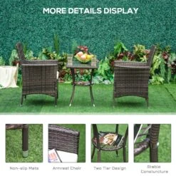Outsunny Three-Piece Rattan Chair Set, With Cushions - Brown 14 Outsunny Three-Piece Rattan Chair Set, With Cushions - Brown -OUTSUNNY Store kbBb1017eecc2a583