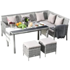 Outsunny Rattan Sofa Set With Coffee Table & Footstools - Grey -OUTSUNNY Store kqsdaa17eecc29656 jpg