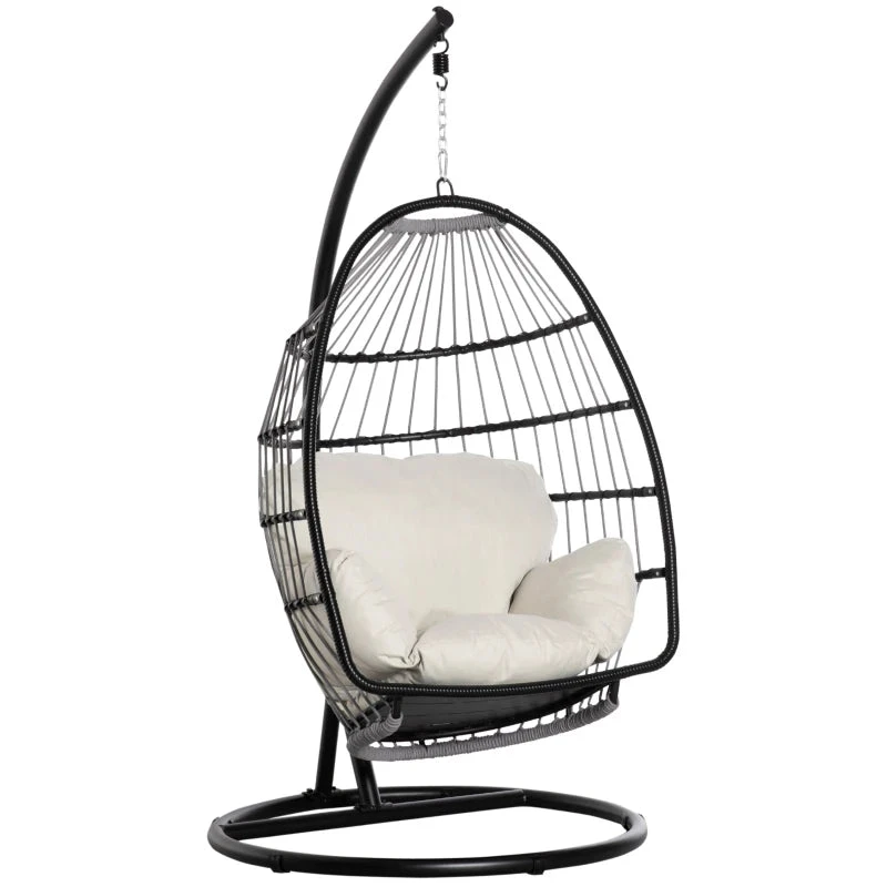 Outsunny Rattan Hanging Egg Chair Black 1 Outsunny Rattan Hanging Egg Chair Black
