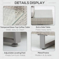 Outsunny Rattan Wicker Corner Sofa Set - Light Grey -OUTSUNNY Store ktub101821a22d00f jpg